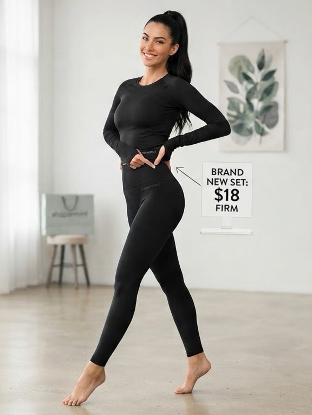Shapermint Curveez® High Waisted Shaping Black Leggings. Size:Large NIP